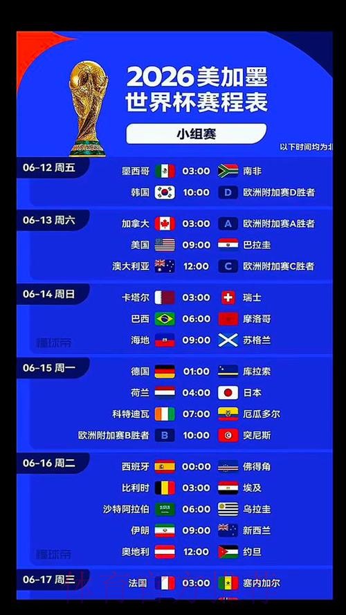 2026美加墨世界杯每日赛程什么时候开始 2026美加墨世界杯每日赛程什么时候开始